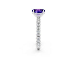 Silver Oval Cut Tanzanite Pavé Solitaire Ring with Round Band and Prong Setting_44