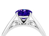 Silver Oval Cut Tanzanite Solitaire Engagement Ring with Cathedral Setting and Four-Prong Mount_16