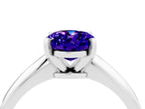 Silver Oval Cut Tanzanite Solitaire Engagement Ring with Classic Band and Four-Prong Setting_22