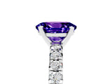 Silver Oval Cut Tanzanite Solitaire Pavé Engagement Ring with Round Band and Prong Setting_89