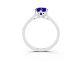 Silver Oval Cut Tanzanite Solitaire Ring with Flower Prong Setting and Classic Band_3