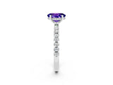 Silver Oval Cut Tanzanite Solitaire Ring with Round  Pavé Band and Four-Prong Setting_38