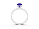 Silver Oval Cut Tanzanite Solitaire Ring with Thin Band and Prong Setting_69