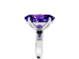 Silver Oval Cut Tanzanite Solitaire Ring with Thin Band and Prong Setting_71