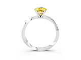 Silver Oval Cut Yellow Sapphire Engagement Ring with Side Stone Accents and Four-Prong Setting_15