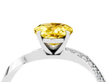 Silver Oval Cut Yellow Sapphire Engagement Ring with Side Stone Accents and Four-Prong Setting_16