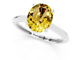 Silver Oval Cut Yellow Sapphire Solitaire Engagement Ring with Classic Band and Four-Prong Setting_43