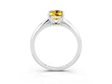 Silver Oval Cut Yellow Sapphire Solitaire Engagement Ring with Classic Band and Four-Prong Setting_45