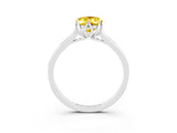Silver Oval Cut Yellow Sapphire Solitaire Ring with Flower Prong Setting and Classic Band_15
