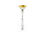 Silver Oval Cut Yellow Sapphire Solitaire Ring with Thin Band and Prong Setting_44