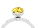 Silver Oval Cut Yellow Sapphire Solitaire Ring with Thin Band and Prong Setting_46