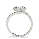 Silver Oval Diamond Bezel Halo Ring with Plain Band 2