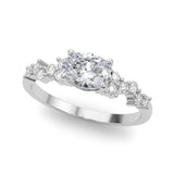 Platinum 1.58 Carat E VVS2 Oval Diamond Cluster Pavé Band with Four-Prong Setting