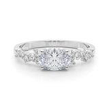 Platinum 1.58 Carat E VVS2 Oval Diamond Cluster Pavé Band with Four-Prong Setting