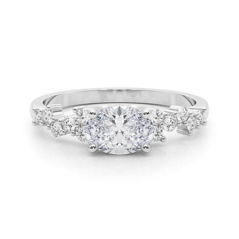 Silver Oval Diamond Cluster Pavé Band with Four-Prong Setting 2