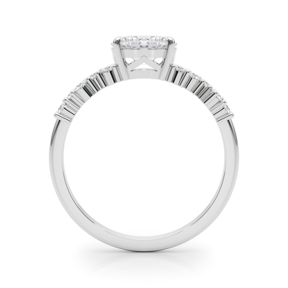 Silver Oval Diamond Cluster Pavé Band with Four-Prong Setting
