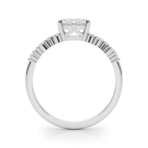 Silver Oval Diamond Cluster Pavé Band with Four-Prong Setting