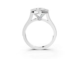 Silver Oval Diamond Halo Ring with Milgrain Frame and Pavé Band 3