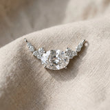 Silver Oval Diamond Pendant with Heart Accents and Prong Setting_17