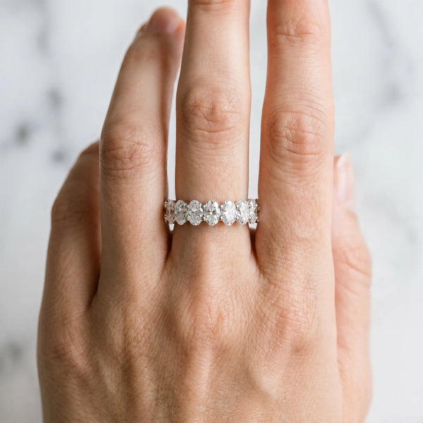 White gold Oval Diamond Prong-Set Eternity Band