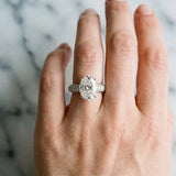 Silver Oval Diamond Solitaire Ring with Prong Setting and Pavé Band_55