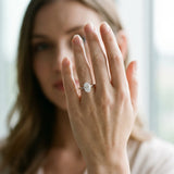 Silver Oval Diamond Solitaire Ring with Slim Band and Four-Prong Setting_23