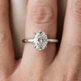 Silver Oval Diamond Solitaire Ring with Slim Band and Four-Prong Setting_24
