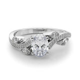 Silver Oval Diamond Swirl Band with Prong Setting 1
