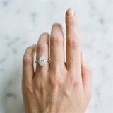 Silver Oval Halo Diamond Engagement Ring with Pavé Band and Four-Prong Setting_88