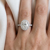 Silver Oval Halo Diamond Engagement Ring with Pavé Band and Four-Prong Setting_91