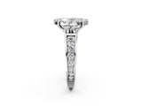 Silver Oval Halo Diamond Engagement Ring with Split Shank and Four-Prong Setting 2