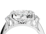 Silver Oval Halo Diamond Engagement Ring with Split Shank and Four-Prong Setting 4