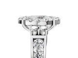 Silver Oval Halo Diamond Engagement Ring with Split Shank and Four-Prong Setting 5