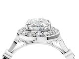 Silver Oval Halo Diamond Engagement Ring with Twisted Band and Four-Prong Setting 4