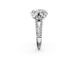 Silver Oval Halo Diamond Floral Split Shank Engagement Ring 2
