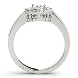 Silver Oval Halo Diamond Ring with Pavé Band and Four-Prong Setting 2