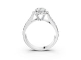 Silver Oval Halo Round Diamond Pave Band with Prong Setting 3