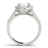 18K White Gold 4.04 Carat D VVS2 Oval Halo Split Shank Diamond Ring with Four-Prong Setting