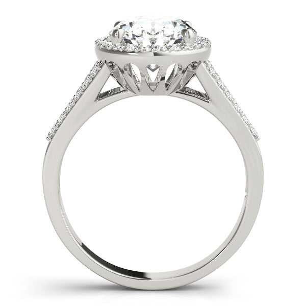18K White Gold 4.04 Carat D VVS2 Oval Halo Split Shank Diamond Ring with Four-Prong Setting
