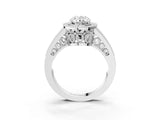 Silver Oval Halo Split Shank Diamond Ring with Milgrain Prong Setting_17