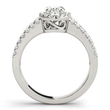 Silver Oval Halo Split Shank Diamond Ring with Prong Setting 2