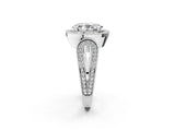 Silver Oval Halo Split Shank Milgrain Diamond Ring_20