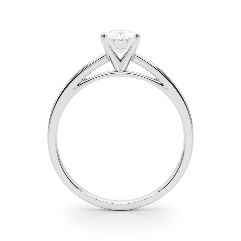 Silver Oval Solitaire Diamond Engagement Ring with Four-Prong Setting on a Classic Band 1