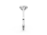 Silver Oval Solitaire Diamond Ring with Four-Prong Setting and Tapered Band 2