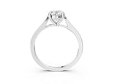 Silver Oval Solitaire Diamond Ring with Four-Prong Setting and Tapered Band 3