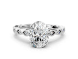 Silver Oval Solitaire Diamond Ring with Infinity Twist Band and Four-Prong Setting_14