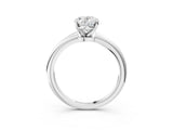 Silver Oval Solitaire Diamond Ring with Six-Prong Setting on a Classic Band 3