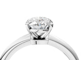 Silver Oval Solitaire Diamond Ring with Six-Prong Setting on a Classic Band 4