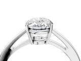 Silver Oval Solitaire Diamond Ring with Split Shank and Four-Prong Setting_24