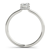 Silver Oval Solitaire Diamond Ring with Thin Band and Four-Prong Setting 1
